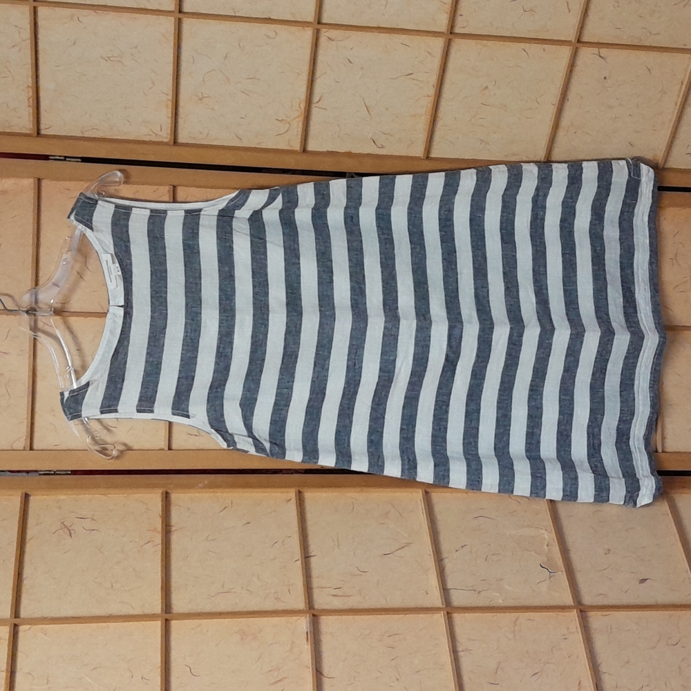 Beach Lunch Lounge dark blue and white stripped dress size S